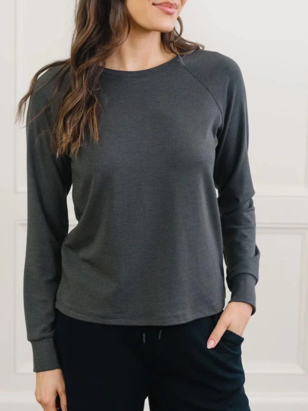 Cozy Earth Womens Ultra Soft Bamboo Long Sleeve Crew Neck Pullover Top Size XL